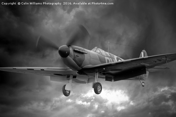 Guy Martin`s Spitfire on Finals Duxford 2015 2 BW Picture Board by Colin Williams Photography
