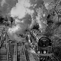 Buy canvas prints of The Train Departing 3 BW by Colin Williams Photography