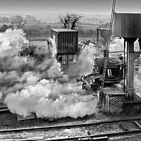 Buy canvas prints of 41312 Raises Steam 2 BW by Colin Williams Photography