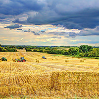 Buy canvas prints of Creating Straw Bales After Harvest Of  Barley by Colin Williams Photography
