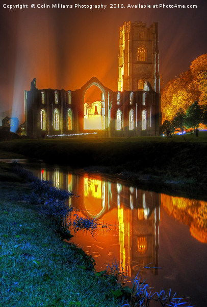 Fountains Abbey Yorkshire Floodlit - 1 Picture Board by Colin Williams Photography