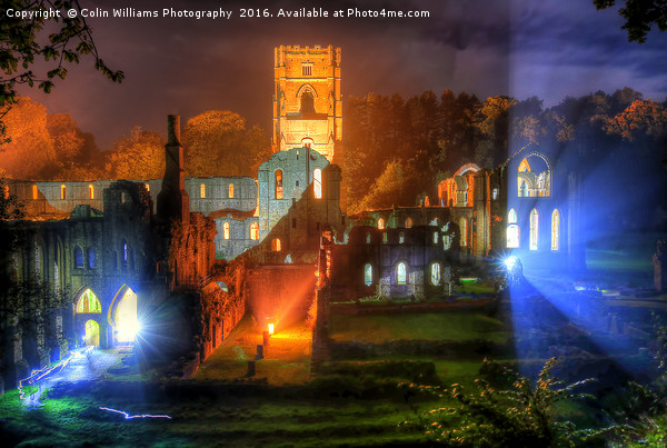 Fountains Abbey Yorkshire Floodlit - 2 Picture Board by Colin Williams Photography