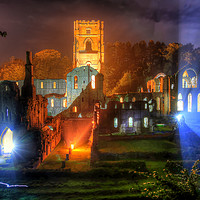 Buy canvas prints of Fountains Abbey Yorkshire Floodlit - 2 by Colin Williams Photography