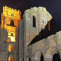 Buy canvas prints of Fountains Abbey Yorkshire Floodlit - 4 by Colin Williams Photography