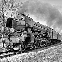 Buy canvas prints of The flying Scotsman on the  KWVR - 1 BW by Colin Williams Photography