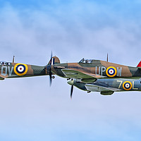 Buy canvas prints of Spitfire and Hurricane Flypast by Colin Williams Photography