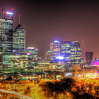 Buy canvas prints of The City Of Perth WA At Night - 1 by Colin Williams Photography