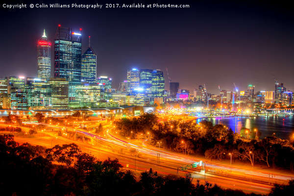 The City Of Perth WA At Night - 2 Picture Board by Colin Williams Photography