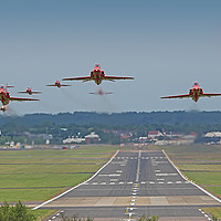 Buy canvas prints of The Red Arrows Take Off - Farnborough Airshow 2014 by Colin Williams Photography