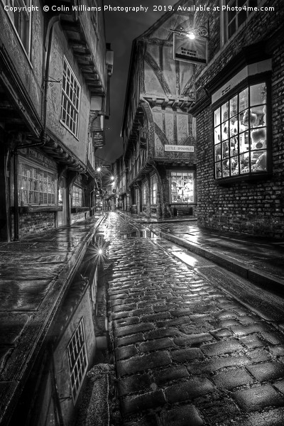 The Shambles At Night 3 BW Picture Board by Colin Williams Photography