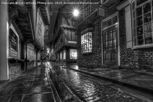 The Shambles At Night 1 BW Picture Board by Colin Williams Photography