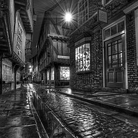 Buy canvas prints of The Shambles At Night 1 BW by Colin Williams Photography