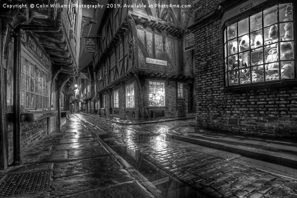 The Shambles At Night 2 BW Picture Board by Colin Williams Photography