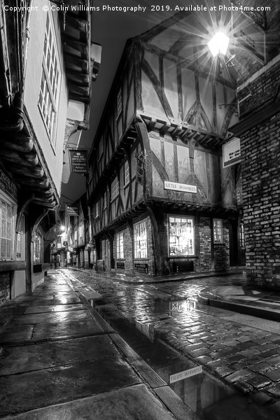 The Shambles At Night 5 BW Picture Board by Colin Williams Photography