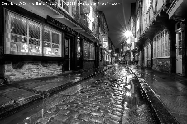The Shambles At Night 8 BW Picture Board by Colin Williams Photography