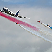 Buy canvas prints of BOAC  747 with The Red Arrows Flypast - 1 by Colin Williams Photography