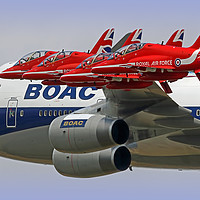 Buy canvas prints of BOAC  747 with The Red Arrows Flypast - 3 by Colin Williams Photography