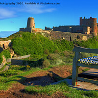 Buy canvas prints of The Bench with a View Bamburgh Castle  by Colin Williams Photography