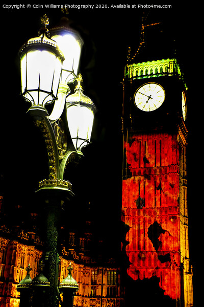 Big Ben with  Falling Poppies from Westminster Bri Picture Board by Colin Williams Photography