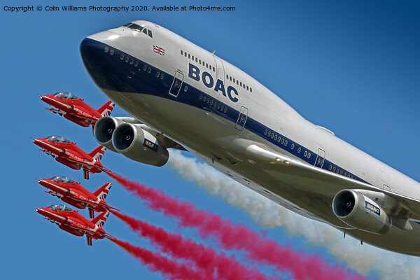 BOAC  747 with The Red Arrows Flypast - 3 Picture Board by Colin Williams Photography