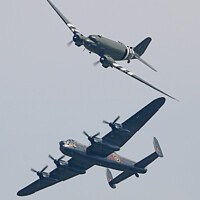 Buy canvas prints of The BBMF Lancaster and DC3 Dakota by Colin Williams Photography