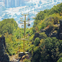 Buy canvas prints of Sliven Chairlift, Bulgaria by Tony Murtagh