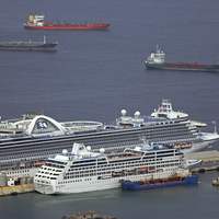 Buy canvas prints of Cruise Ships at Gibraltar by Tony Murtagh