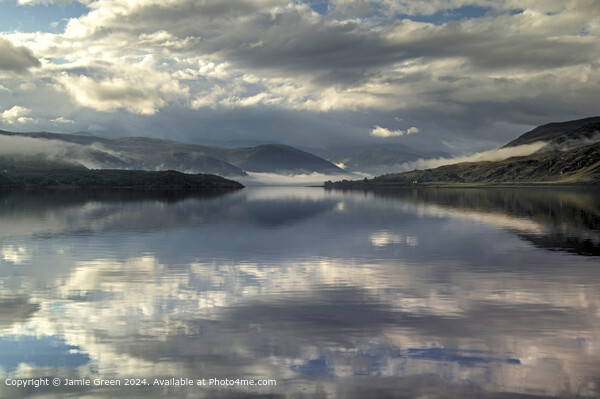 Loch Broom Clouds and Reflections Picture Board by Jamie Green