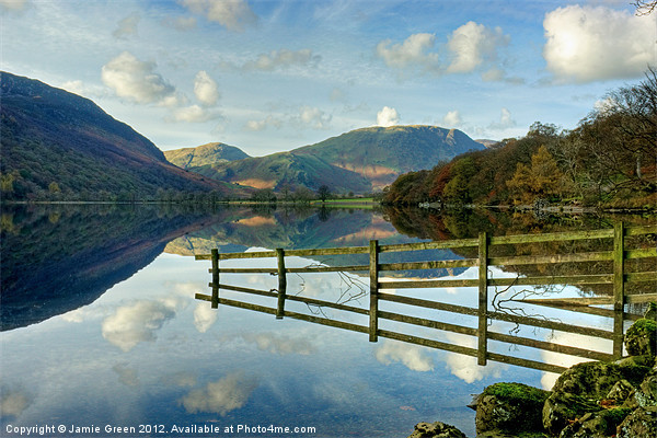 Fence Reflections In Buttermere Picture Board by Jamie Green