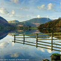 Buy canvas prints of Fence Reflections In Buttermere by Jamie Green