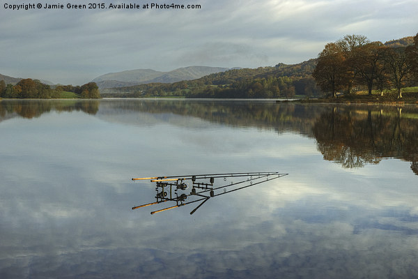  Fishing At Esthwaite Picture Board by Jamie Green