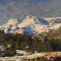 Buy canvas prints of Elterwater And The Langdale Pikes by Jamie Green