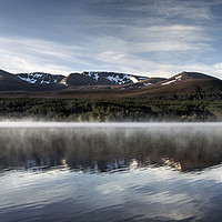 Buy canvas prints of Loch Morlich and The Cairngorm Corries by Jamie Green