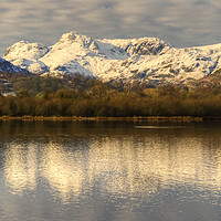 Buy canvas prints of The Langdale Pikes across Elterwater by Jamie Green