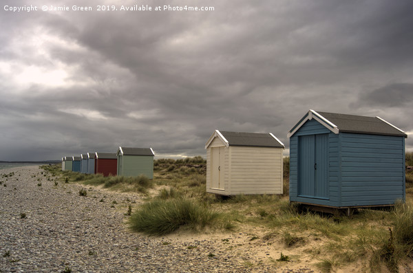 Findhorn Beach Huts Picture Board by Jamie Green