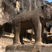 Buy canvas prints of Elephant Sculpture at Kailash Temple by Aidan Moran