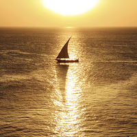 Buy canvas prints of  African Dhow At Sunset  by Aidan Moran