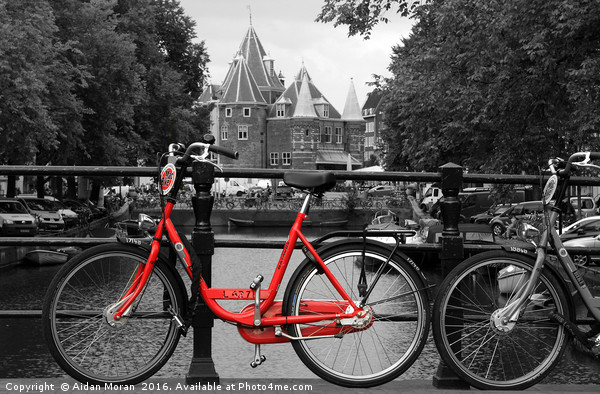 Red Bicycle By The Canal  Picture Board by Aidan Moran