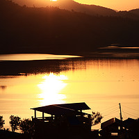 Buy canvas prints of Sunrise On Begnas Lake, The Himalayas, Nepal  by Aidan Moran