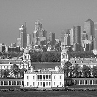 Buy canvas prints of  Queens House and Canary Wharf from Greenwich  by Aidan Moran