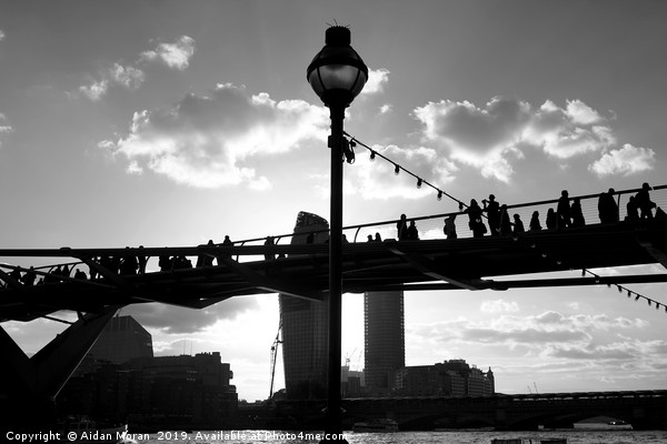 Millennium Bridge Silhouette, London    Picture Board by Aidan Moran