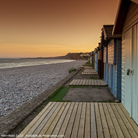 Buy canvas prints of Budleigh Beach Huts by David Merrifield