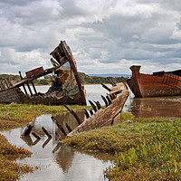 Buy canvas prints of Wyre wrecks in water by David McCulloch