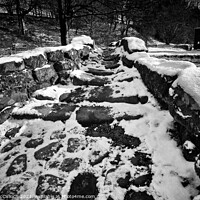 Buy canvas prints of Snow on the footbridge by David McCulloch
