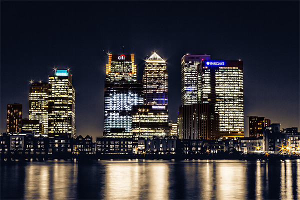London Skyline at night Picture Board by Ian Hufton