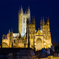 Buy canvas prints of Canterbury Cathedral at night by Ian Hufton