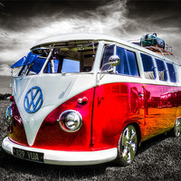 Buy canvas prints of Red split screen VW camper van by Ian Hufton