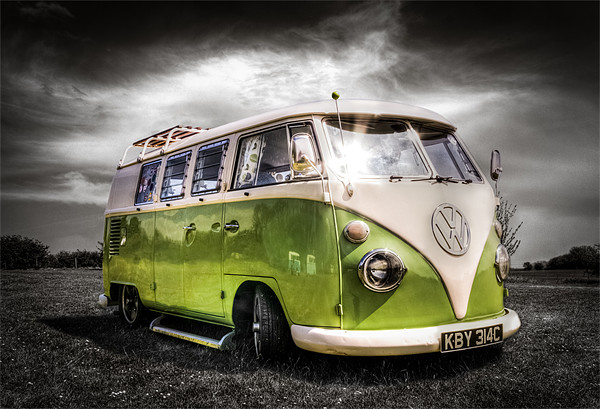 Green split screen VW camper van Picture Board by Ian Hufton