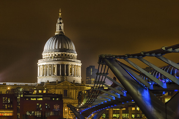 St Pauls and the Millennium Bridge Picture Board by Ian Hufton