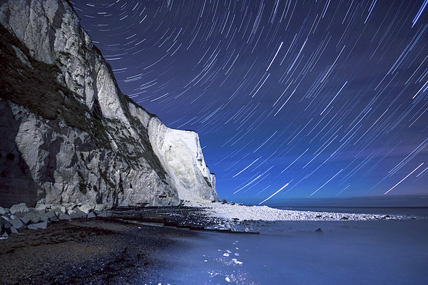 White Cliffs of Dover on a Starry Night Picture Board by Ian Hufton
